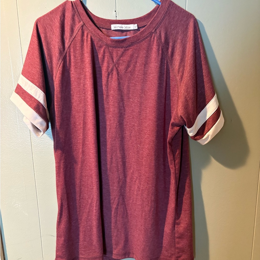 Michelle Mae Burgundy Short Sleeve Top